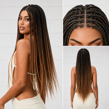 HD Lace Knotless Box Braided Wig | Real Scalp Look Glueless Wig - Qelavo