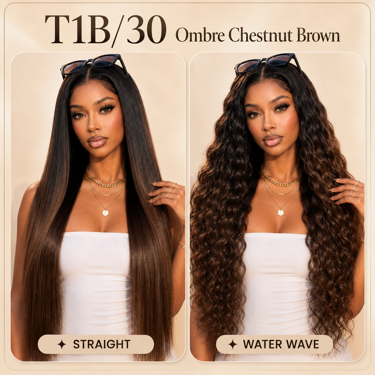 13x4 Pre-Cut Lace Beach-Ready 2-In-1 Straight To Water Wave Glueless 100% Human Hair Wig